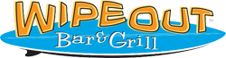 Wipeout Bar & Grill logo with surfboad logo