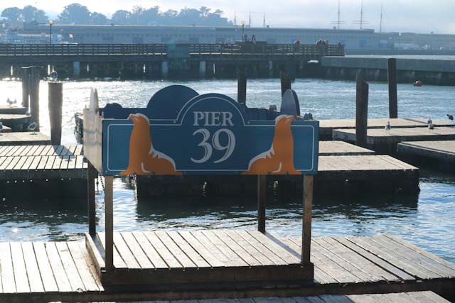 Sign of Pier 39 on a dock