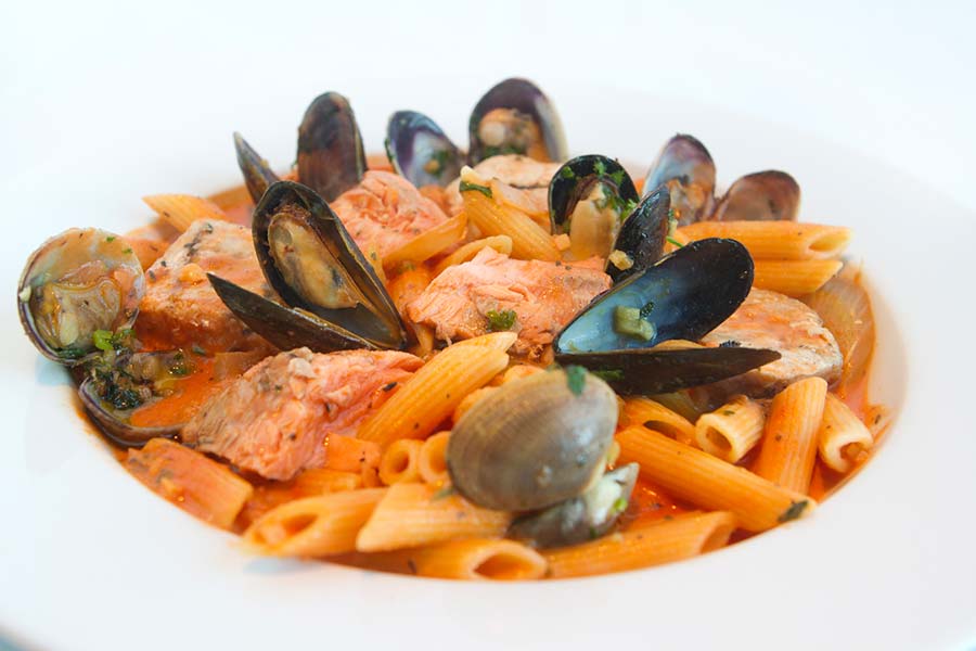 Seafood pasta dish