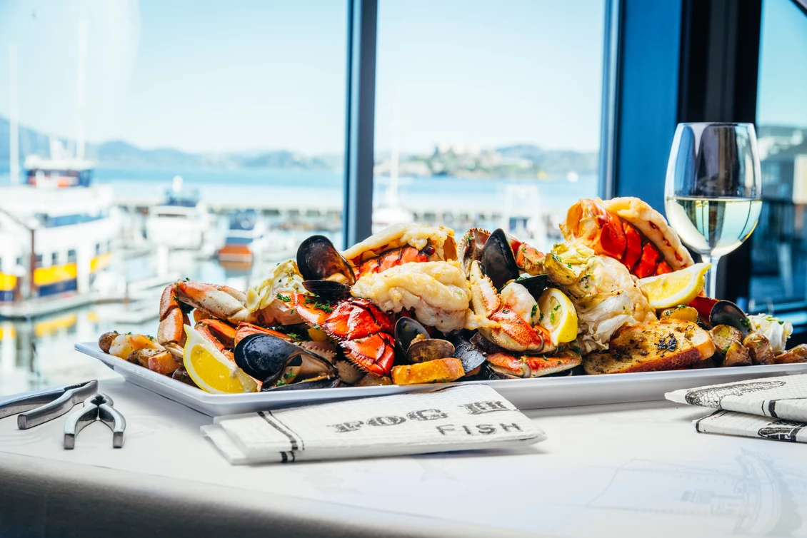 Shellfish Platter - Fog Harbor - Wine Glass